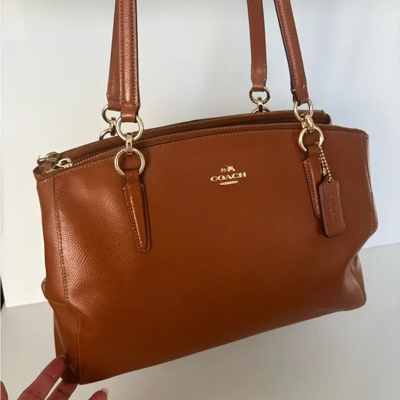 Coach | Christie Crossgrain Leather Satchel shoulder bag Saddle EUC - Picture 1 of 14